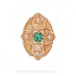 GS452 E/PL - 14 Karat Gold Slide with Emerald center and Pearl accents 